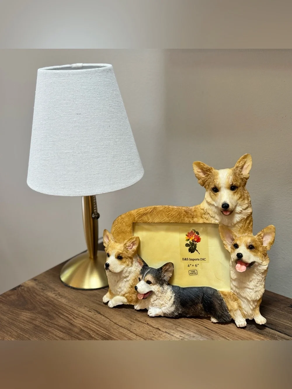 Hand-Painted Corgi Family 4x6 Picture Frame - Resin Photo Frame